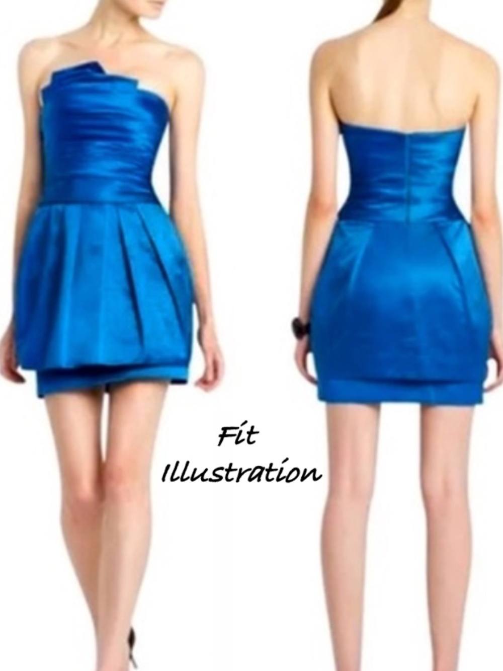 BCBGMaxAzria Strapless Peplum Mini Dress - Larkspur Blue Size 0 - Picture 2 of 10